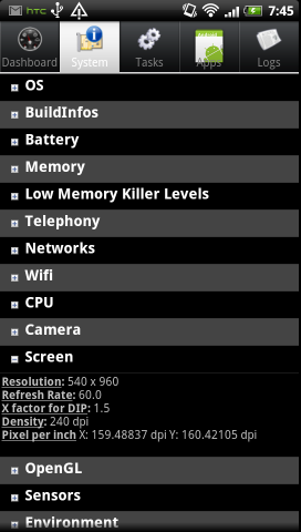 Das LC-Display im 16:10-Format hat 540 x 960 Bildpunkte.