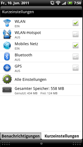 Das Sensation unterstützt WLAN nach 802.11 b/g/n, HSPA ohne + und Bluetooth 3.0.