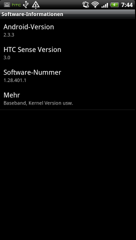 Auf dem Smartphone läuft Android 2.3.3 alias Gingerbread und die Benutzeroberfläche HTC Sense 3.0.