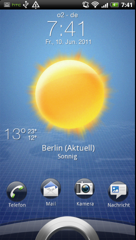 Der neue Lock-Screen mit Schnellstarticons für Telefon, Mail, Kamera und Nachrichten.