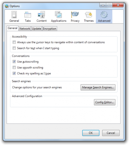 Instabird 1.0 Einstellungen