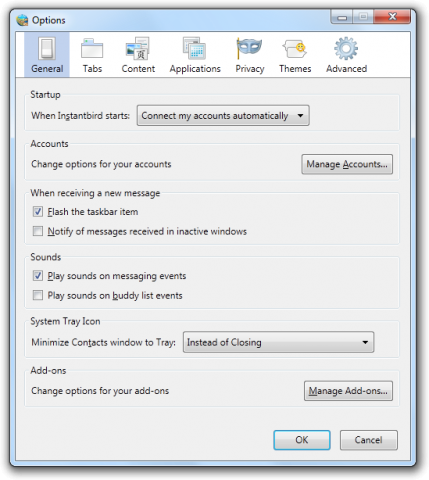 Instabird 1.0 Einstellungen