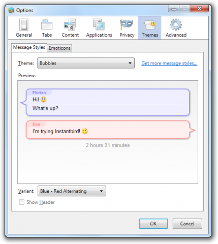Instabird 1.0 Einstellungen