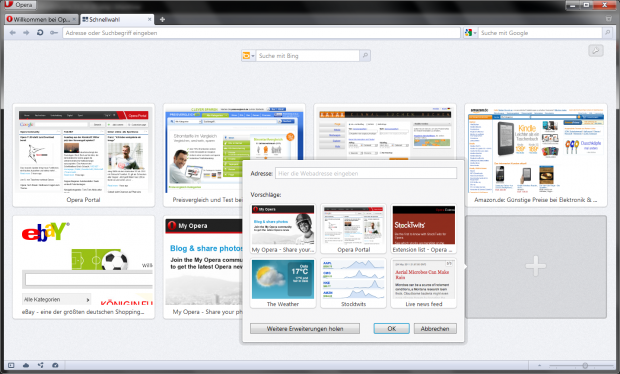Opera 11.50 - neue Schnellwahlerweiterung hinzufügen