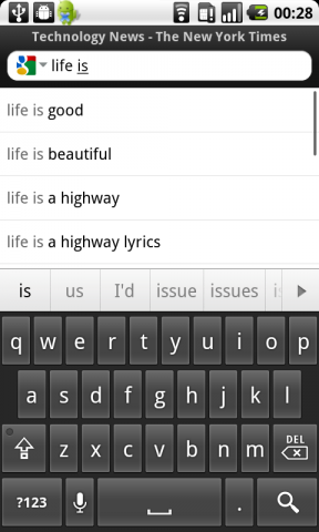 Opera Mobile 11.1 mit Vorschlägen zur Google-Suche
