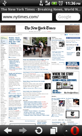 Die New York Times in Opera Mobile 11.1