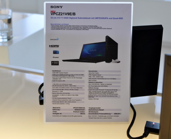 Die Daten der größten Ausstattung des Vaio Z(Bild: Nico Ernst)