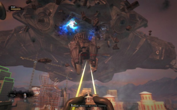 Das Mutterschiff kurz vor dem Absturz - Duke Nukem Forever - PC-Version (Bild: Golem.de)