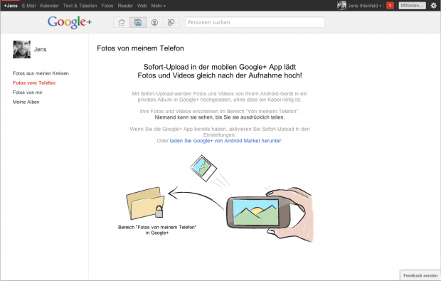 Fotos und Videos vom Smartphone landen direkt in Google+.