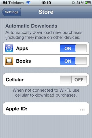 Neue Optionen in iOS. Hier fehlt wegen des deutschen Zugangs wieder die Musik.