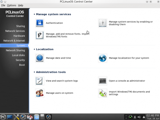 ...ebenso das aus Mandriva stammende Kontrollzentrum.