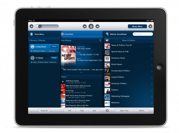 Stitcher Smartradio in der Sonos-Controller-App für das iPad (Bild: Sonos)