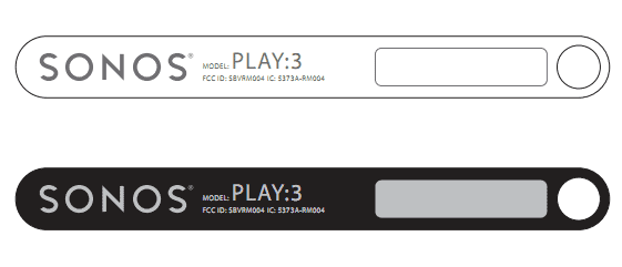 Sonos Play:3 - Aufkleber mit FCC-Hinweis gibt es für schwarze und weiße Gehäuse (Bild: FCC)