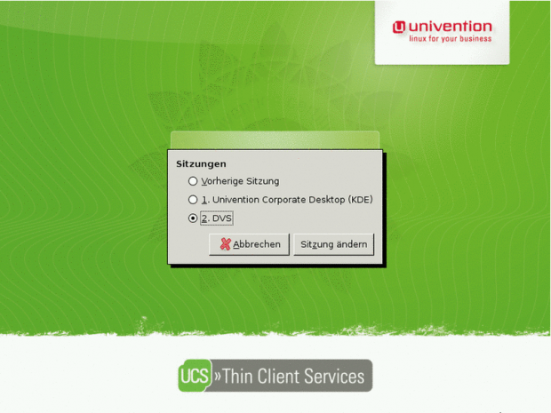 Login-Fenster für virtuelle Desktops