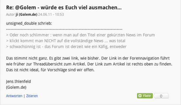 ... anschließend erhalten die eigenen Kommentare einen Flattr-Button.