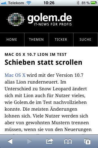 Artikelansicht auf dem iPhone