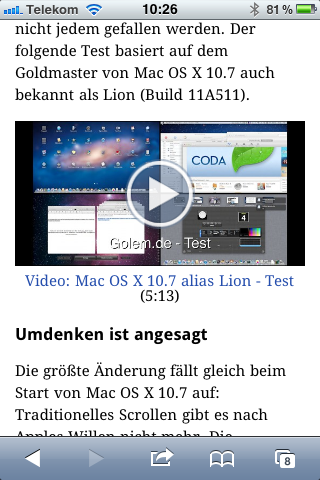 Eingebettete Videos auf dem iPhone