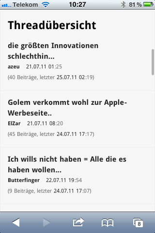 Kommentarübersicht zu einem Artikel auf dem iPhone