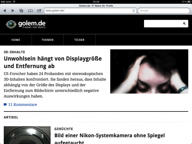 Artikelansicht auf dem iPad