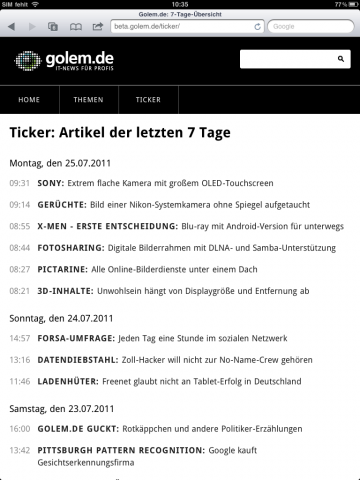 Ticker auf dem iPad
