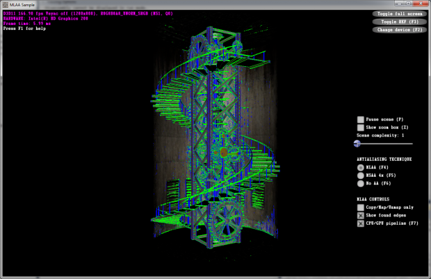 Die zu glättendenden Kanten sind Grün dargestellt (Bild: Intel)