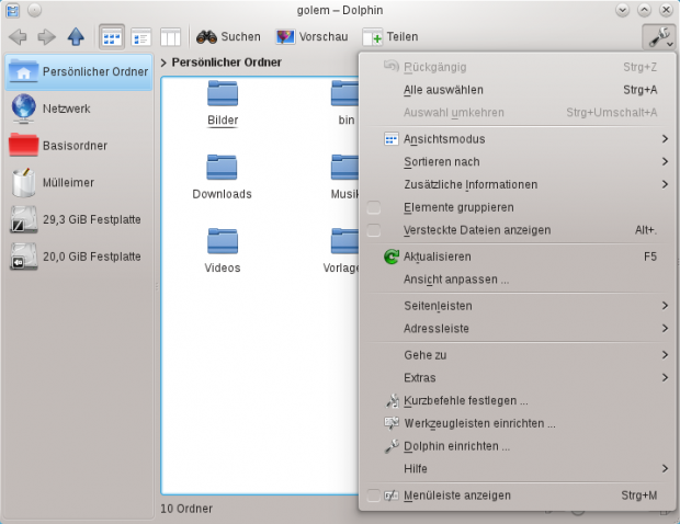 ...die Einstellungen sind über ein Schraubenschlüsselsymbol erreichbar.