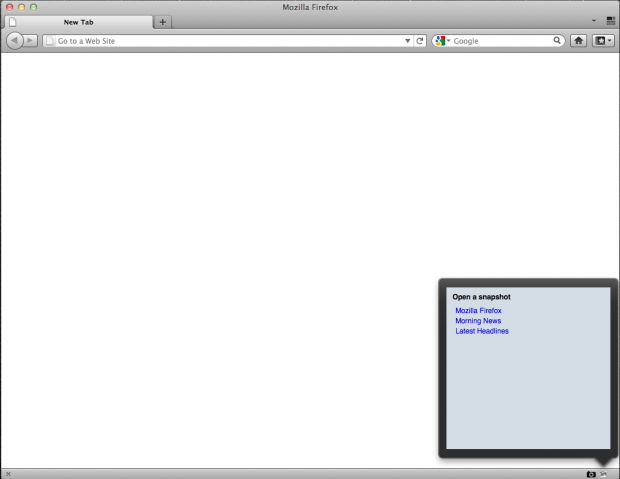 Die Snapshot-Galerie zeigt gespeicherte Tab-Gruppen.