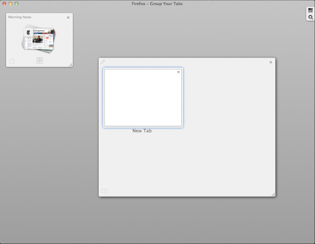 Gespeicherte Tabs als neue Gruppe in Panorama