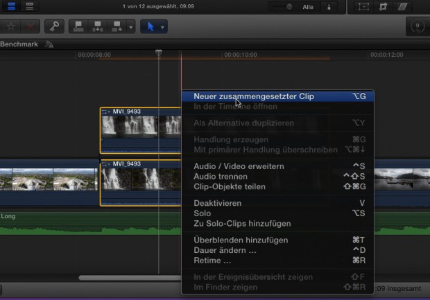 Mehrere Clips können jederzeit zu einem zusammengesetzten Clip vereinfacht werden.