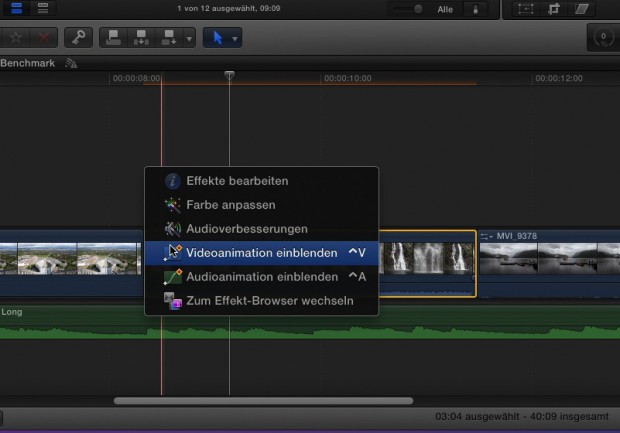 Um Keyframes zu setzen, können Nutzer die Videoanimationen einblenden.