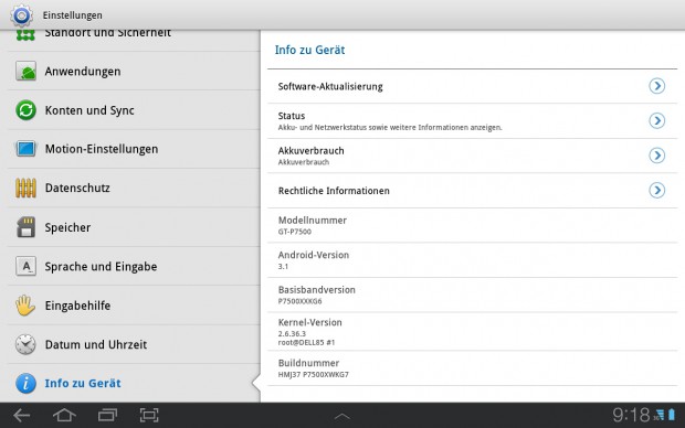 Android 3.1 ist auf dem Galaxy Tab 10.1 vorinstalliert.