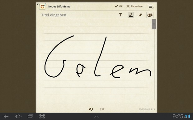Notizen lassen sich handschriftlich anlegen...