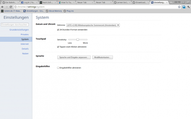 Das gilt auch für Systemeinstellungen für die Eingabegeräte...