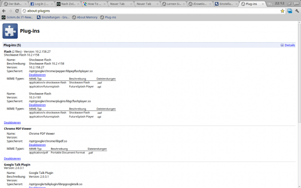 Wie beim Browser: Plugins in der Auflistung