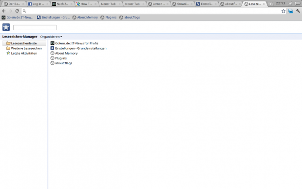 Verwaltung der Lesezeichen