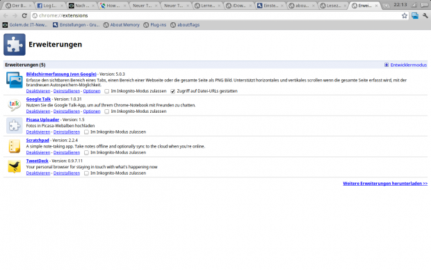 Erweiterungen. Hier sind auch Anwendungen zu finden.