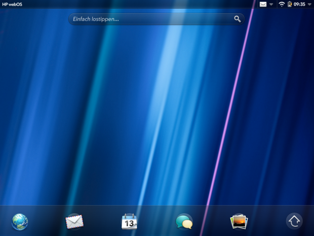 Der Homescreen des Touchpads