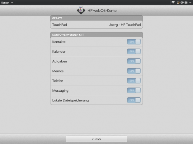 ... lassen sich zumindest einige persönliche Daten dort speichern und mit anderen WebOS-Geräten synchronisieren. Er dient auch als Backup.