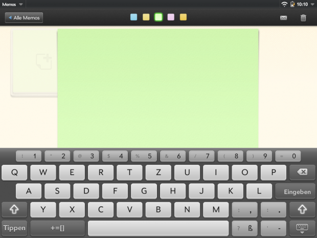 Die Tastatur mit Großbuchstaben