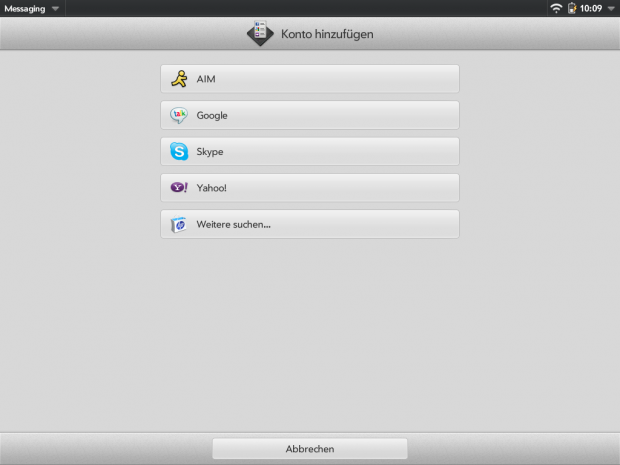 ... greift auf Dienste wie Google oder Yahoo zu. Die Integration von Jabber oder ICQ fehlt jedoch. 