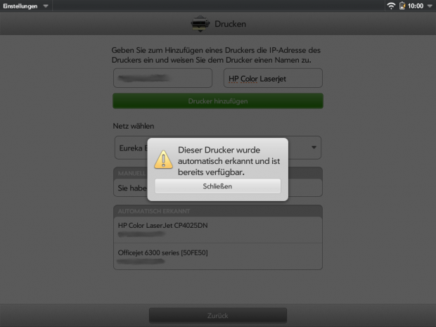 Ein HP-Drucker im Netzwerk ...