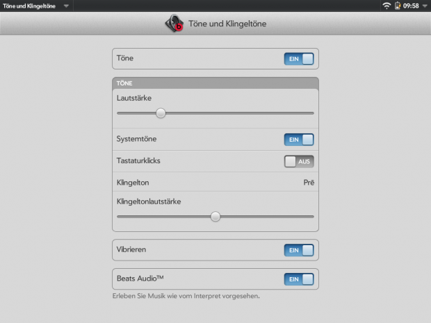 Die Lautsprecher des Touchpads bieten einen satten Klang mit vielen Bässen.