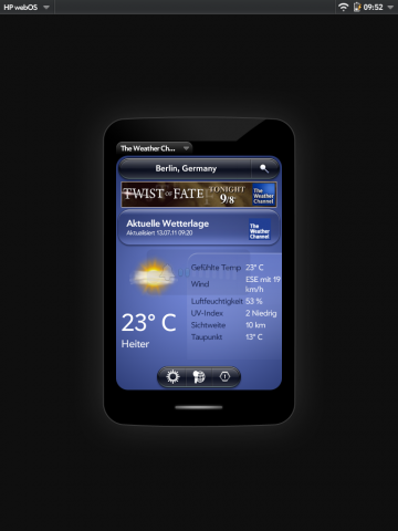 Für WebOS auf Smartphones entwickelte Apps werden im Mojo-Emulator gestartet, der sich allerdings nicht auf die volle Bildschirmauflösung skalieren lässt. 