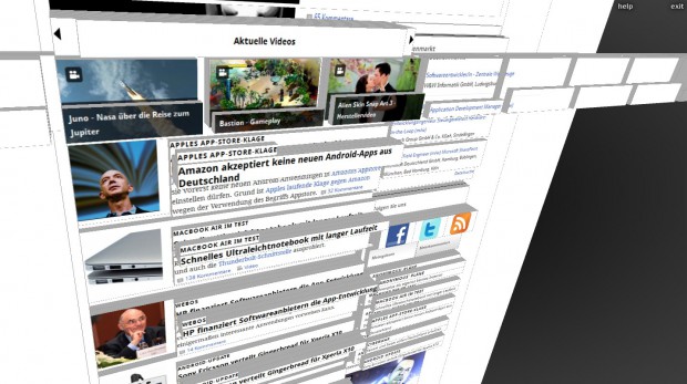 Firefox-Erweiterung Tilt zeigt Golem.de in 3D (Bild: Golem.de)