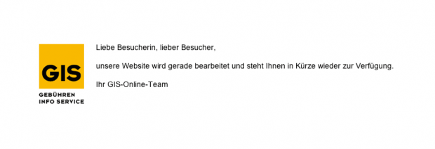 Wartungshinweis der GIS zwischen den Hacks (Screenshot: Golem.de)