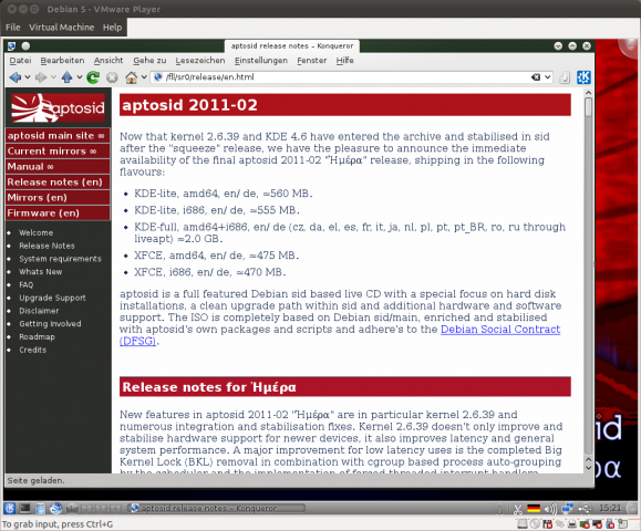 Die Release Notes zur aktuellen Version von Aptosid