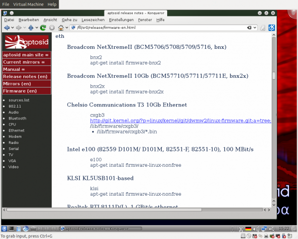 Die Liste der unterstützten Hardware