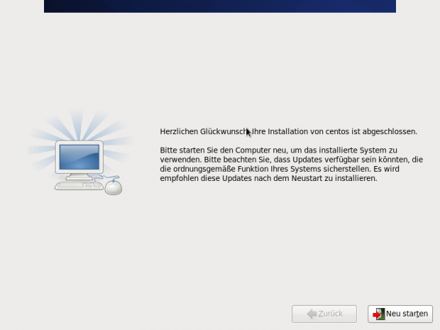Auf die fertige Installation weist ein spezielles Fenster hin.