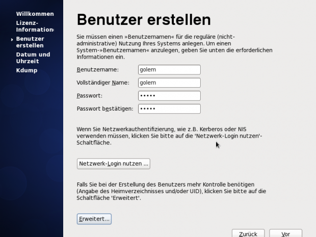 ...so muss der erste Nutzer erstellt werden.