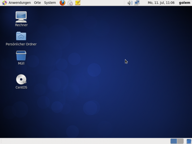 Der Standarddesktop von Cent OS 6.0 ist Gnome 2.28.